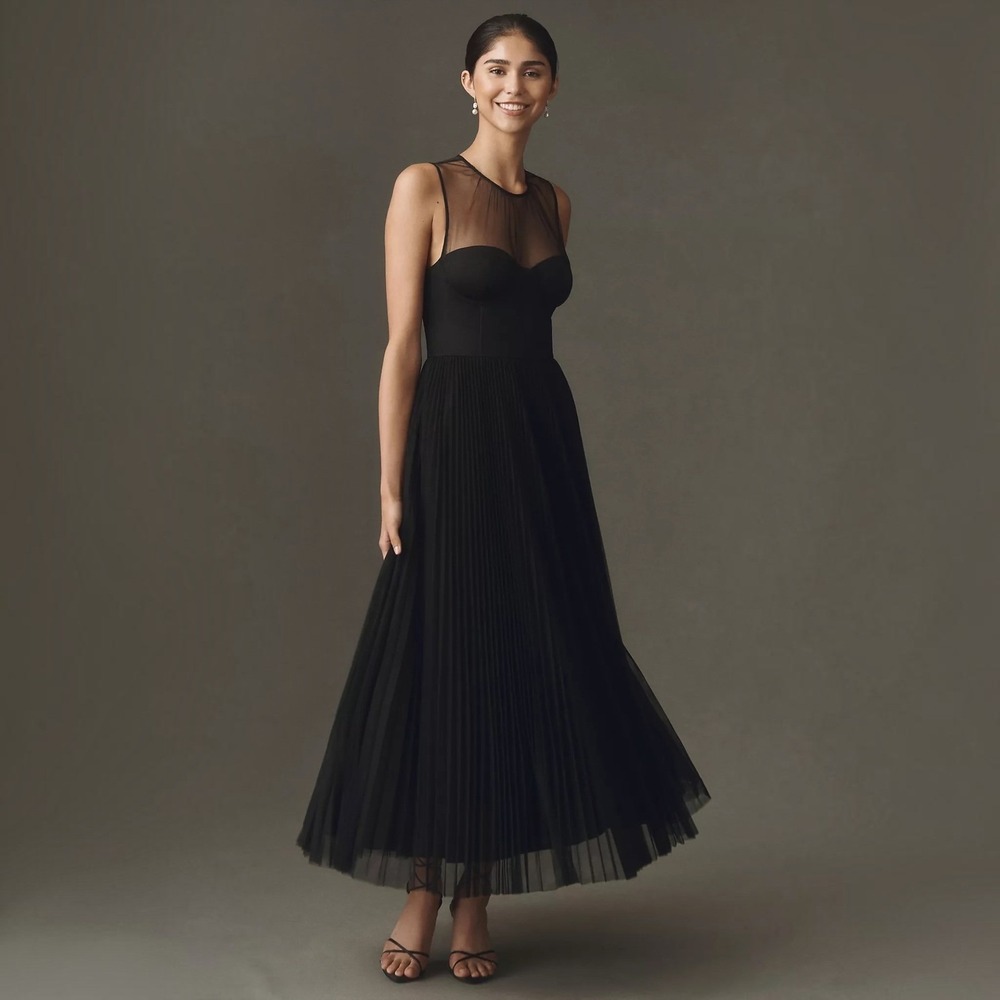 NEW HUTCH Donya Pleated Black Gown Size Small NWT